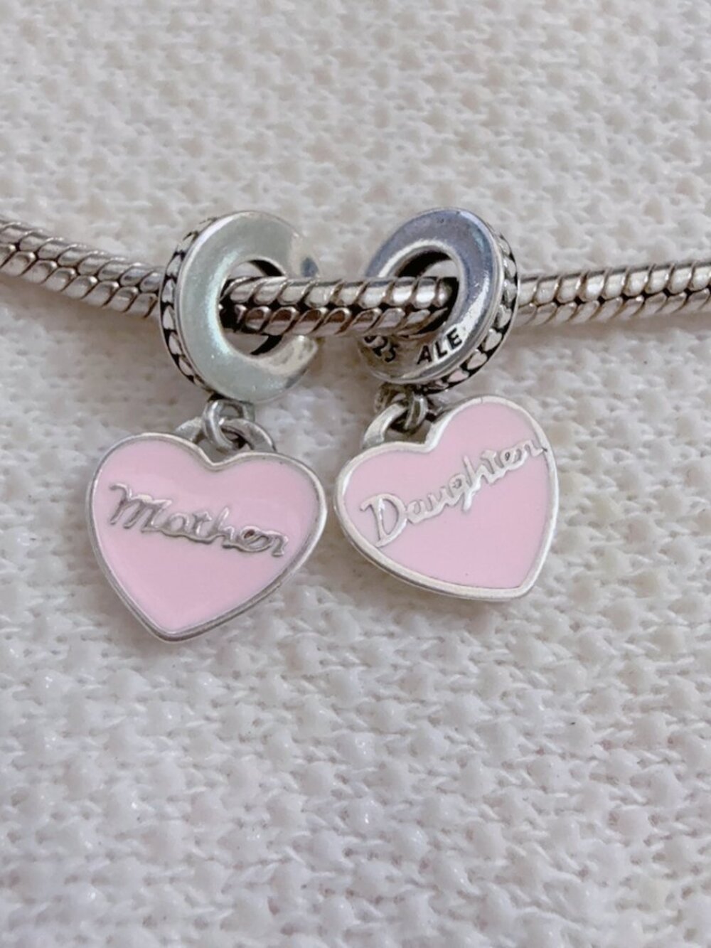 Mother and Daughter Heart Charm S925 Silver Charm For Pandora Bracelet Necklace